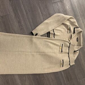 Beige Skirt Suit with Black Trim